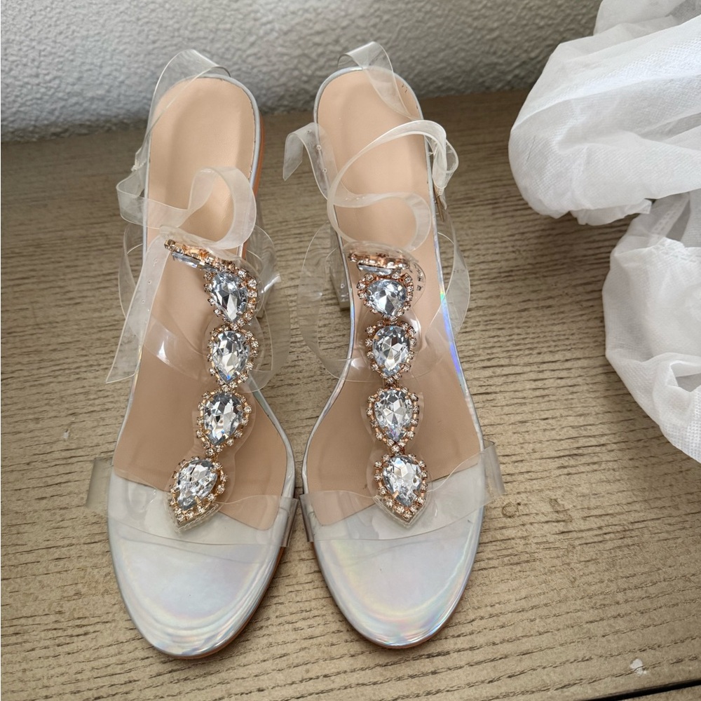 Elegant Clear Crystal Embellished Women's Heels